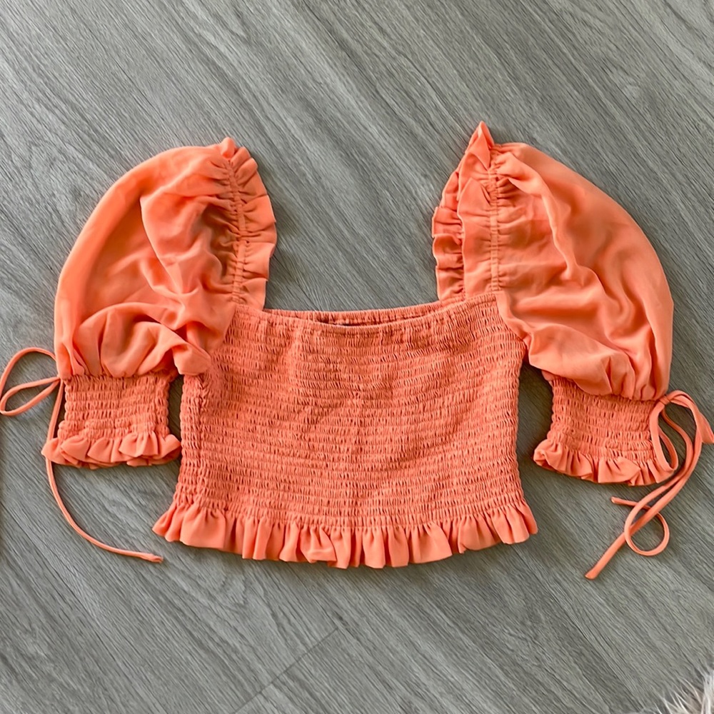 Cute Orange Ruffle Top